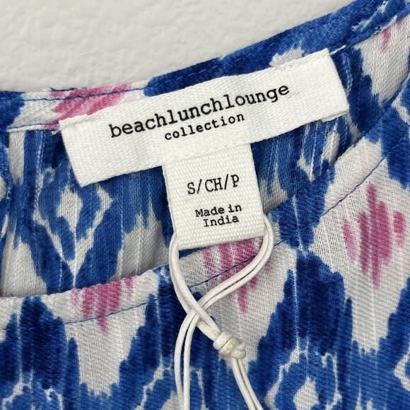 NWT Beach Lunch Lounge Blue Kaylee Sleeveless Peplum Top - Moroccan Tile -Size S - Picture 7 of 11